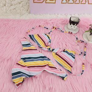 NIB Candy Color Striped Push-Up Bikini Medium: Splashy Chic MIB